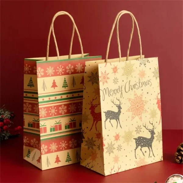 Festive Christmas paper bags with handles