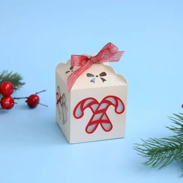 Mini Christmas favor boxes with ribbon ties