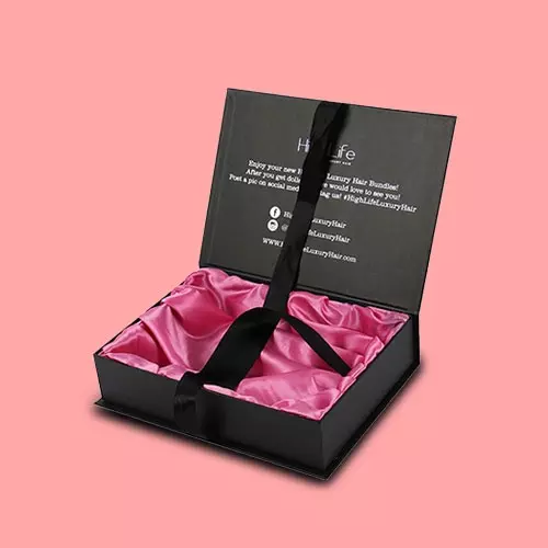 Premium rigid hair extension packaging for luxury products.