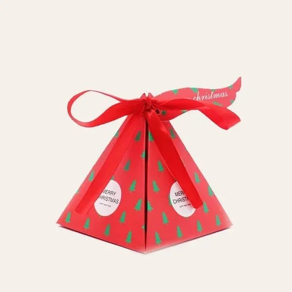 Christmas favor boxes with holiday-themed prints